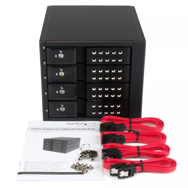 StarTech.com Backplane de rack móvil hot-swap tray-less de aluminio de 4 bahías para SAS II/SATA III de 3,5