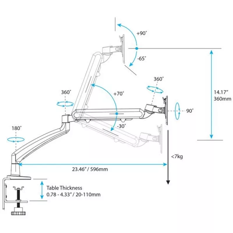 StarTech.com Brazo de monitor de mesa individual – brazo articulado totalmente móvil – acero