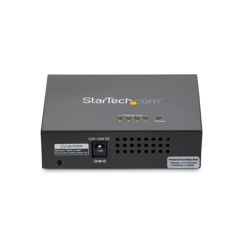 StarTech.com Midspan Gigabit de 4 puertos – Inyector PoE+ – 802.3at/af