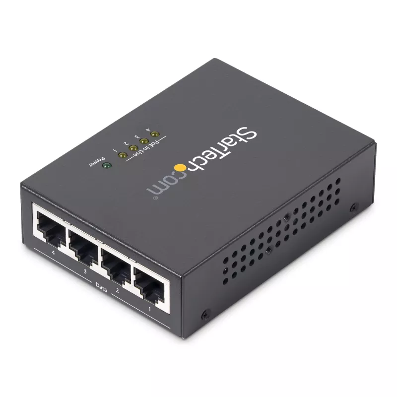 StarTech.com Midspan Gigabit de 4 puertos – Inyector PoE+ – 802.3at/af