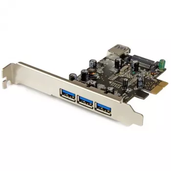 StarTech.com tarjeta PCI Express USB 3.0 de 4 puertos, PCIe, USB 3.2 Gen 1 (3.1 Gen 1), perfil completo/bajo, PCI 2.0, negro, acero inoxidable, 3 m
