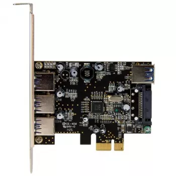 StarTech.com tarjeta PCI Express USB 3.0 de 4 puertos, PCIe, USB 3.2 Gen 1 (3.1 Gen 1), perfil completo/bajo, PCI 2.0, negro, acero inoxidable, 3 m