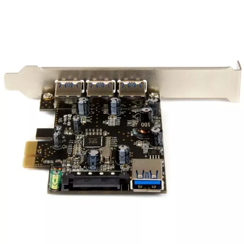 StarTech.com tarjeta PCI Express USB 3.0 de 4 puertos, PCIe, USB 3.2 Gen 1 (3.1 Gen 1), perfil completo/bajo, PCI 2.0, negro, acero inoxidable, 3 m