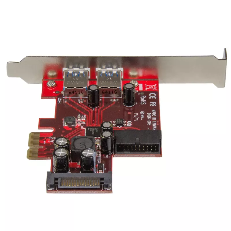 StarTech.com tarjeta PCI Express USB 3.0 de 4 puertos – 2 externos y 2 internos – alimentación SATA – compatibilidad UASP – 2 conectores internos (IDC) estilo cabecera de placa base