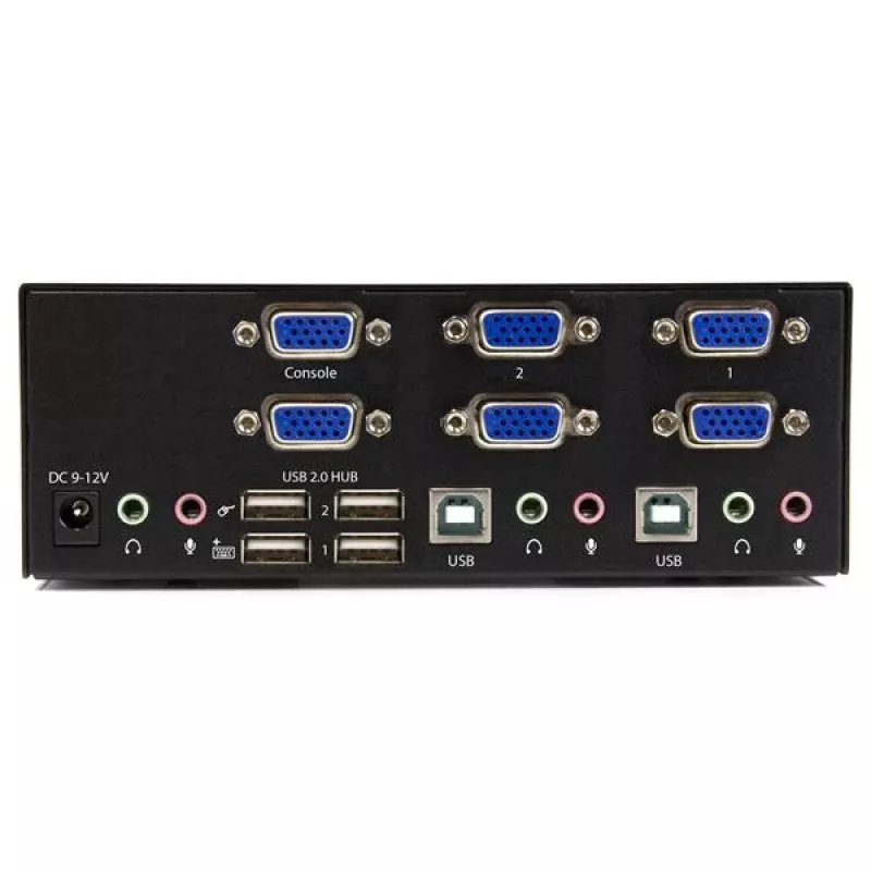 StarTech.com conmutador KVM de 2 puertos con doble VGA – USB 2.0, 1920 x 1200 píxeles, Full HD, 18 W, negro