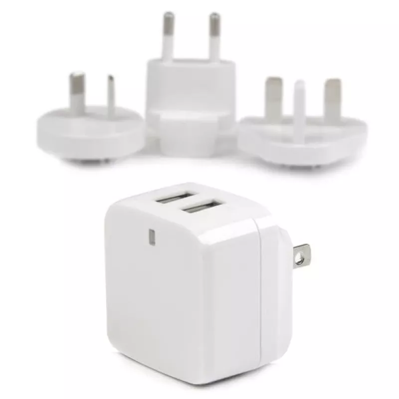 StarTech.com cargador de pared USB de doble puerto – viaje internacional – 17 W/3,4 A – blanco