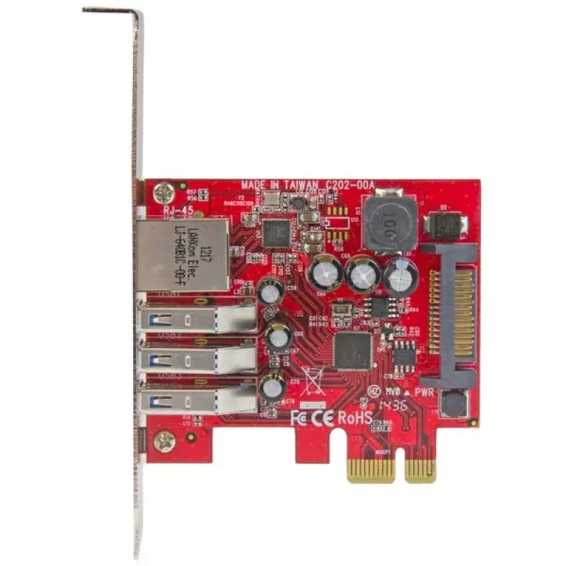 StarTech.com tarjeta PCI Express USB 3.0 de 3 puertos + Gigabit Ethernet