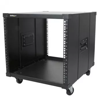 StarTech.com rack de servidor móvil de estructura abierta de 4 postes 9U, rack de red de cuatro postes con ruedas, rack de 19
