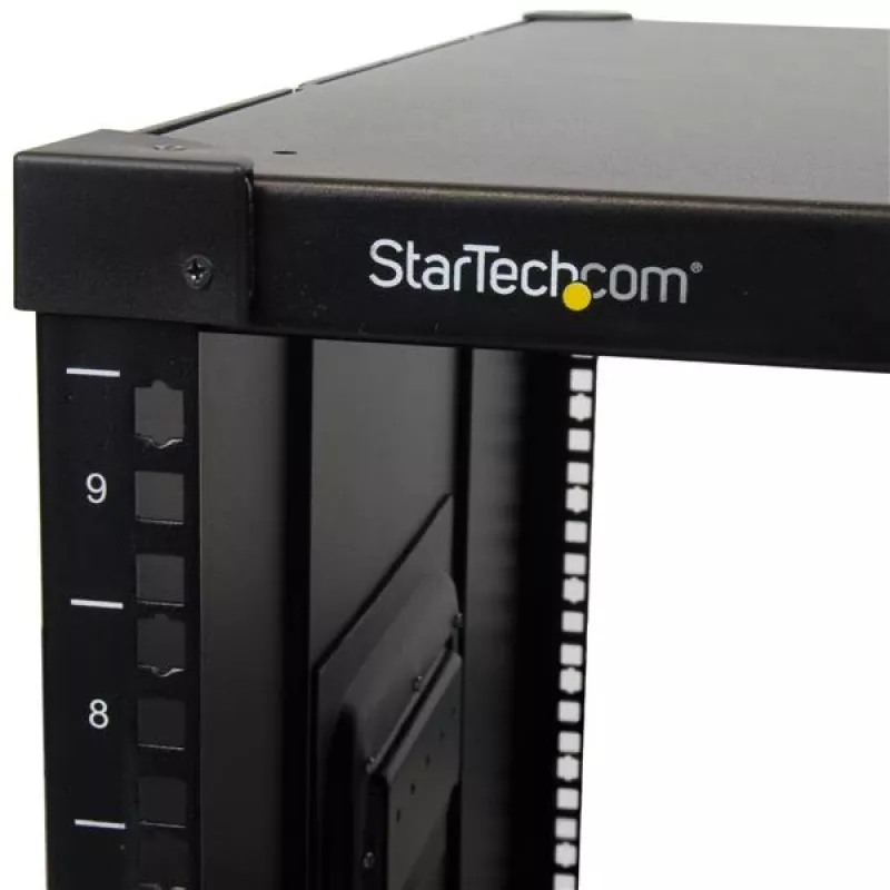 StarTech.com rack de servidor móvil de estructura abierta de 4 postes 9U, rack de red de cuatro postes con ruedas, rack de 19