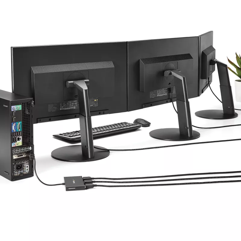 StarTech.com adaptador multipantalla de 3 puertos – Mini DisplayPort a HDMI MST Hub – triple 1080p o doble 4K 30Hz – divisor de vídeo para modo de escritorio extendido solo en Windows – mDP 1.2 a 3x HDMI