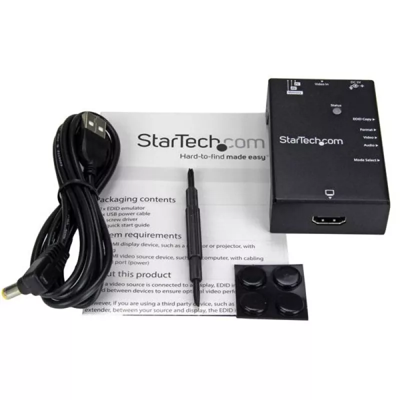 StarTech.com emulador EDID para pantallas HDMI – 1080p, negro, acero, RoHS, CE, FCC, 1920 x 1080 píxeles, 720p, 1080p, HDMI