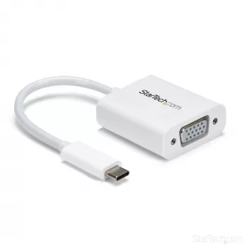 StarTech.com Adaptador USB-C a VGA – Blanco, 3.2 Gen 1 (3.1 Gen 1), USB Type-C, salida VGA (D-Sub), 1920 x 1200 píxeles