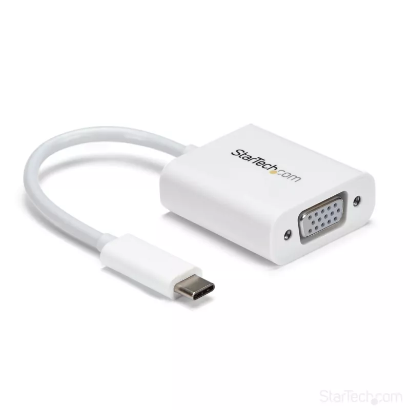 StarTech.com Adaptador USB-C a VGA – Blanco, 3.2 Gen 1 (3.1 Gen 1), USB Type-C, salida VGA (D-Sub), 1920 x 1200 píxeles