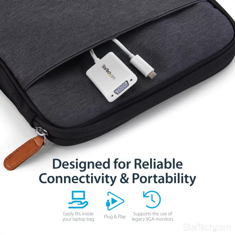 StarTech.com Adaptador USB-C a VGA – Blanco, 3.2 Gen 1 (3.1 Gen 1), USB Type-C, salida VGA (D-Sub), 1920 x 1200 píxeles