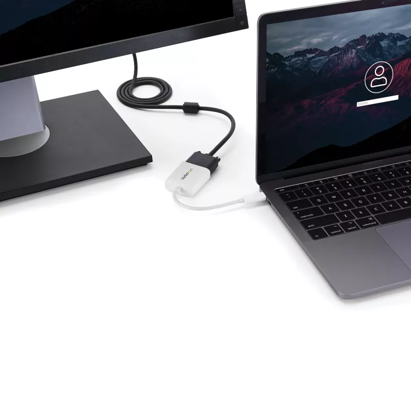 StarTech.com Adaptador USB-C a VGA – Blanco, 3.2 Gen 1 (3.1 Gen 1), USB Type-C, salida VGA (D-Sub), 1920 x 1200 píxeles