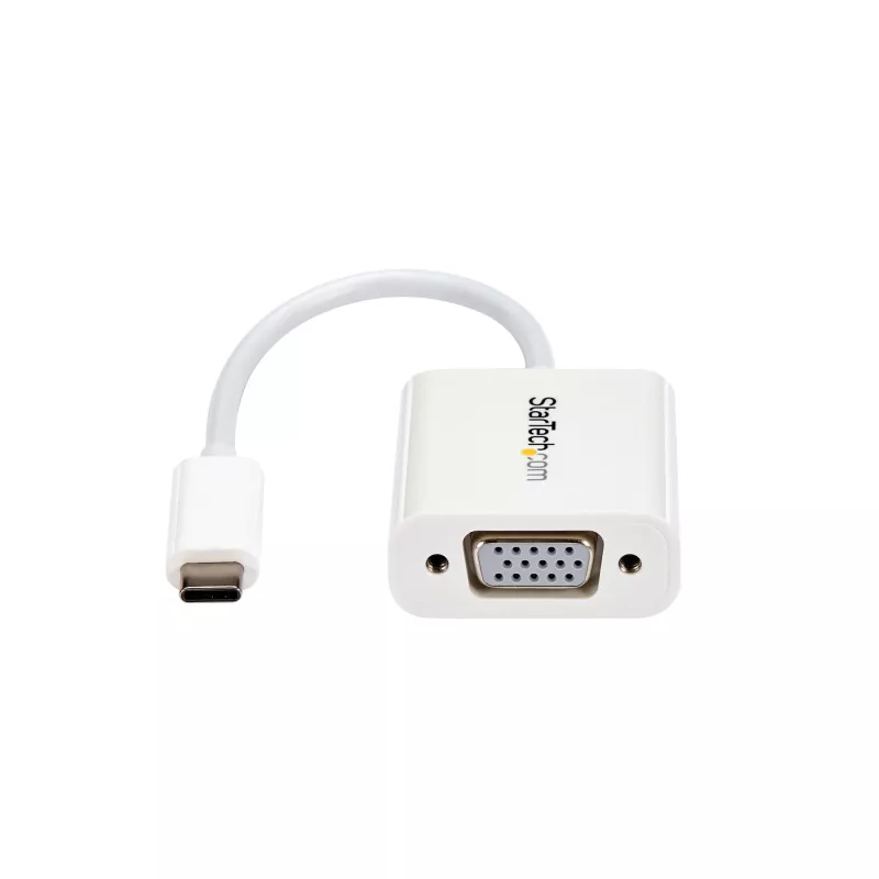 StarTech.com Adaptador USB-C a VGA – Blanco, 3.2 Gen 1 (3.1 Gen 1), USB Type-C, salida VGA (D-Sub), 1920 x 1200 píxeles