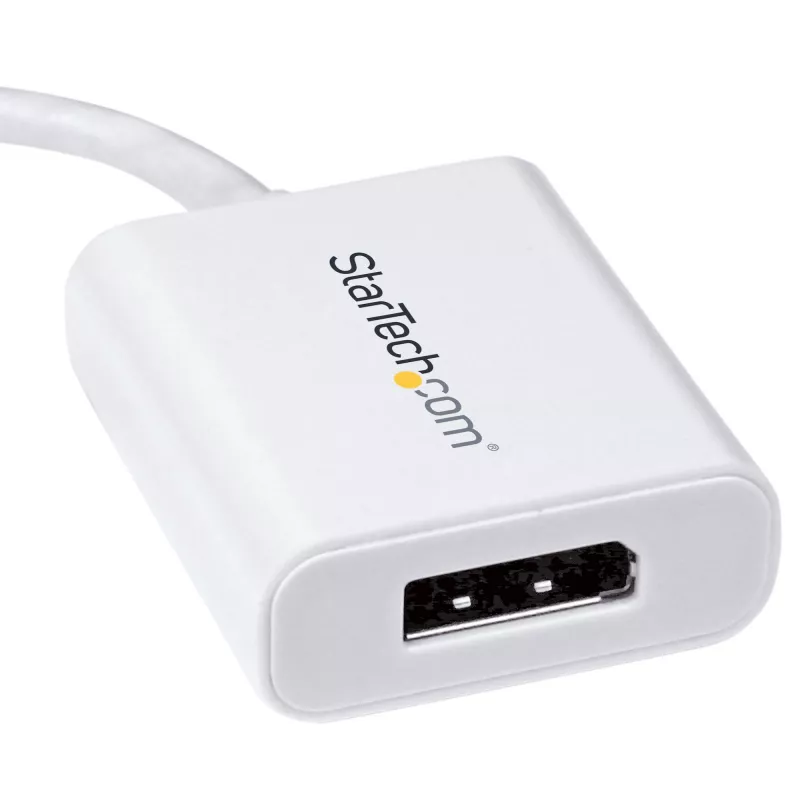 StarTech.com Adaptador USB-C a DisplayPort – 4K 60Hz/8K 30Hz – Dongle adaptador USB Type-C a DP 1.4 HBR2 – Convertidor de vídeo compacto USB-C (DP Alt Mode) para monitor – Compatible con Thunderbolt 3 – Blanco