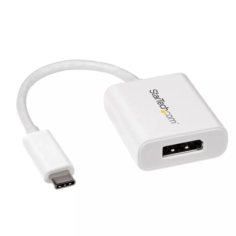 StarTech.com Adaptador USB-C a DisplayPort – 4K 60Hz/8K 30Hz – Dongle adaptador USB Type-C a DP 1.4 HBR2 – Convertidor de vídeo compacto USB-C (DP Alt Mode) para monitor – Compatible con Thunderbolt 3 – Blanco
