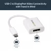StarTech.com Adaptador USB-C a DisplayPort – 4K 60Hz/8K 30Hz – Dongle adaptador USB Type-C a DP 1.4 HBR2 – Convertidor de vídeo compacto USB-C (DP Alt Mode) para monitor – Compatible con Thunderbolt 3 – Blanco