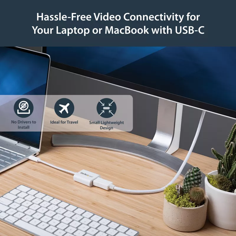 StarTech.com Adaptador USB-C a DisplayPort – 4K 60Hz/8K 30Hz – Dongle adaptador USB Type-C a DP 1.4 HBR2 – Convertidor de vídeo compacto USB-C (DP Alt Mode) para monitor – Compatible con Thunderbolt 3 – Blanco