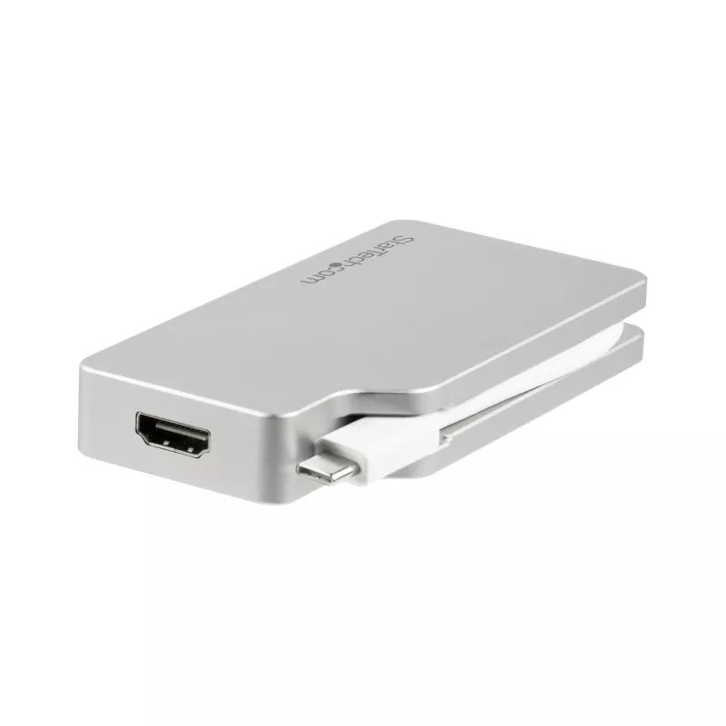 StarTech.com Adaptador de vídeo multipuerto USB-C con HDMI, VGA, Mini DisplayPort o DVI – Adaptador de monitor USB Type-C a HDMI 1.4 o mDP 1.2 (4K) – VGA o DVI (1080p) – Aluminio plateado
