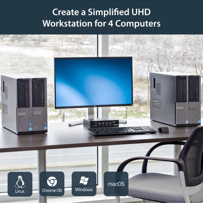 StarTech.com Conmutador KVM DisplayPort de 4 puertos – USB 3.0 – 4K 30Hz