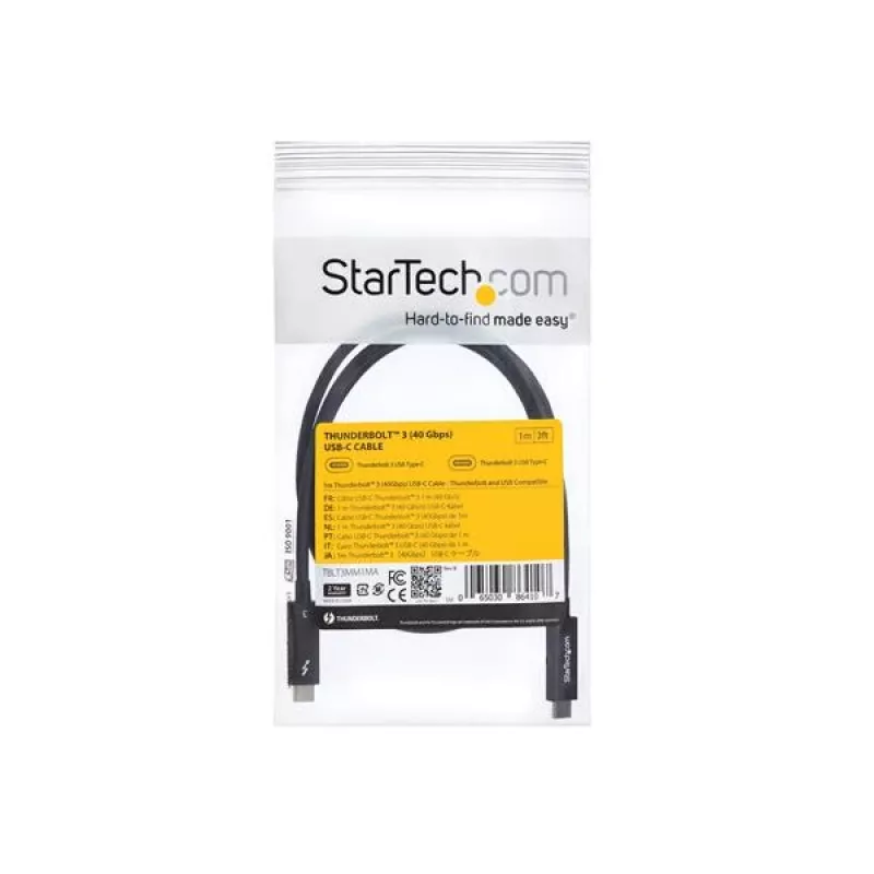 StarTech.com Cable Thunderbolt 3 de 3 pies (1 m) con Power Delivery de 100 W – 40 Gbit/s