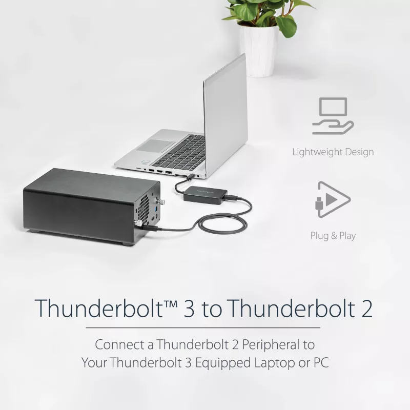 StarTech.com Adaptador Thunderbolt 3 a Thunderbolt 2 – Portátil TB3 a pantallas y dispositivos TB2 – Convertidor Thunderbolt 2 20 Gbit/s o Thunderbolt 1 10 Gbit/s – Certificado Thunderbolt 3 – Windows/Mac