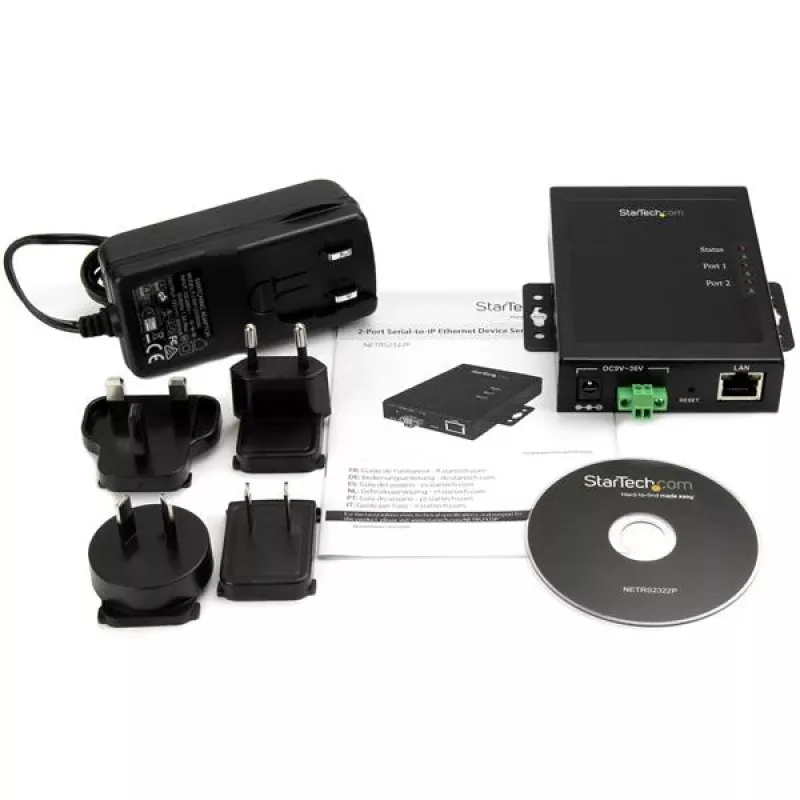 StarTech.com Servidor de dispositivos serie a Ethernet 2 puertos – RS232 – Metal y montable