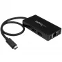 StarTech.com Hub USB 3.0 de 3 puertos más Gigabit Ethernet – USB-C – Incluye fuente de alimentación