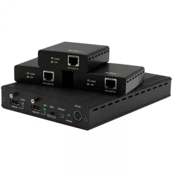 StarTech.com Kit extensor HDBaseT de 3 puertos con 3 receptores – Splitter HDMI 1x3 sobre CAT5e – Hasta 4K