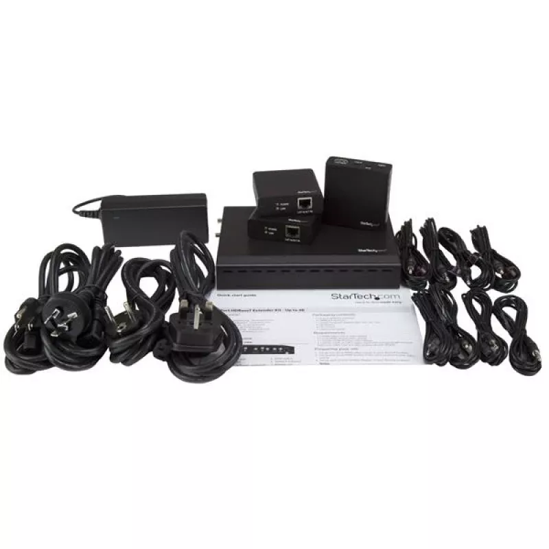 StarTech.com Kit extensor HDBaseT de 3 puertos con 3 receptores – Splitter HDMI 1x3 sobre CAT5e – Hasta 4K