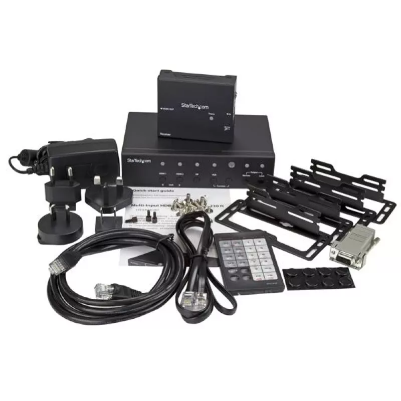 StarTech.com Extensor HDBaseT multi-entrada con conmutador integrado – DisplayPort, VGA y HDMI sobre CAT5e o CAT6 – Hasta 4K