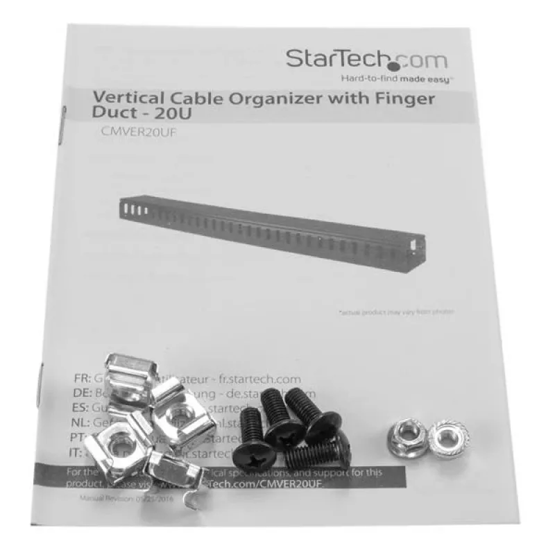 StarTech.com Organizador de cables vertical con canales para dedos – 0U – 3 pies