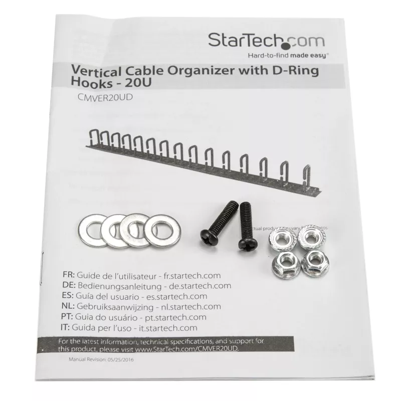 StarTech.com Organizador de cables vertical con ganchos en D – 0U – 2,8 pies