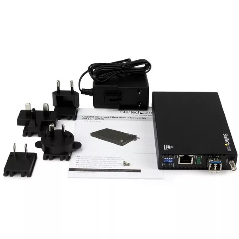 StarTech.com Convertidor de medios Gigabit Ethernet de cobre a fibra óptica – SM LC – 20 km