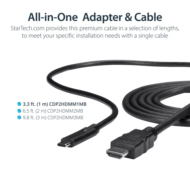 StarTech.com Cable USB-C a HDMI de 0,91 m (3 pies) – 4K 30 Hz Convertidor de vídeo USB Type-C a HDMI – Cable adaptador de monitor USB-C DP Alt Mode a HDMI – Compatible con Thunderbolt
