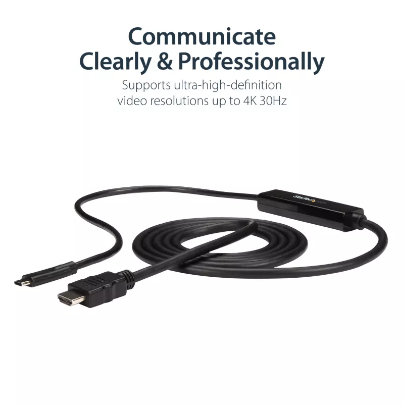 StarTech.com Cable USB-C a HDMI de 0,91 m (3 pies) – 4K 30 Hz Convertidor de vídeo USB Type-C a HDMI – Cable adaptador de monitor USB-C DP Alt Mode a HDMI – Compatible con Thunderbolt