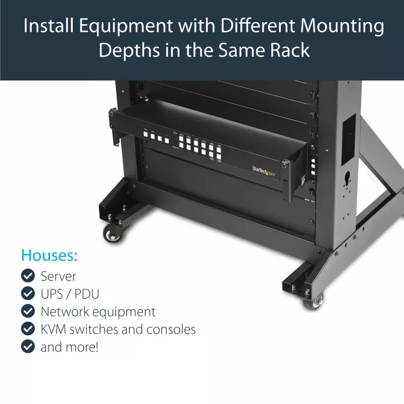 StarTech.com Kit adaptador de extensión de profundidad para rack de servidor 2U con ajuste de 4 pulgadas