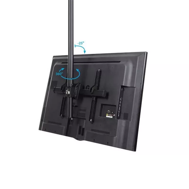 StarTech.com Soporte de techo para TV – Soporte universal de pantalla única colgante totalmente articulado con barra telescópica ajustable – Inclinación / giro – Soporte VESA para pantallas de 32 a 75 pulgadas