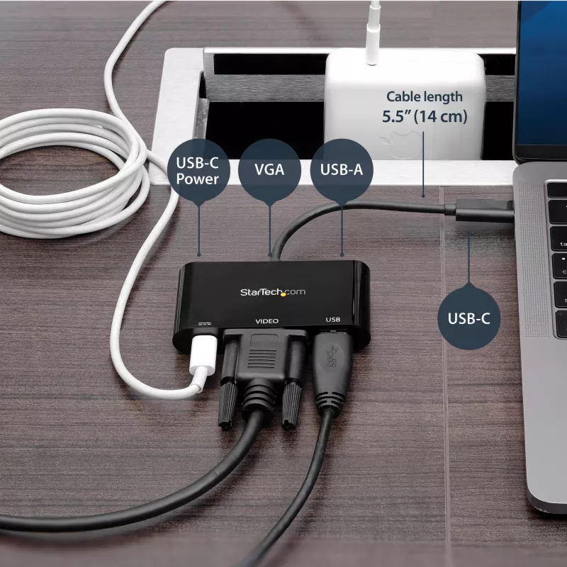 StarTech.com Adaptador multipuerto USB-C VGA – Puerto USB 3.0 – 60W PD