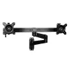 StarTech.com Soporte de pared para dos monitores – Soporte de pared VESA articulado y ergonómico para 2 pantallas de 24 pulgadas – Barra transversal ajustable y sincronizada – Inclinación/giro/rotación – Soporte para doble pantalla