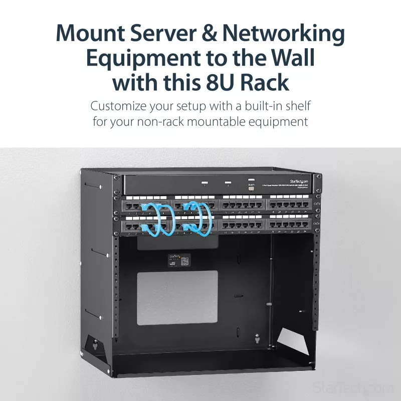 StarTech.com Rack de servidor de pared con estante integrado – Acero macizo – 8U