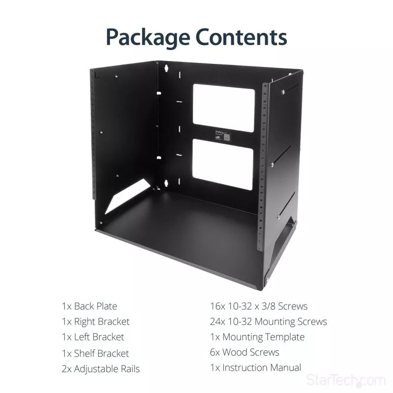 StarTech.com Rack de servidor de pared con estante integrado – Acero macizo – 8U