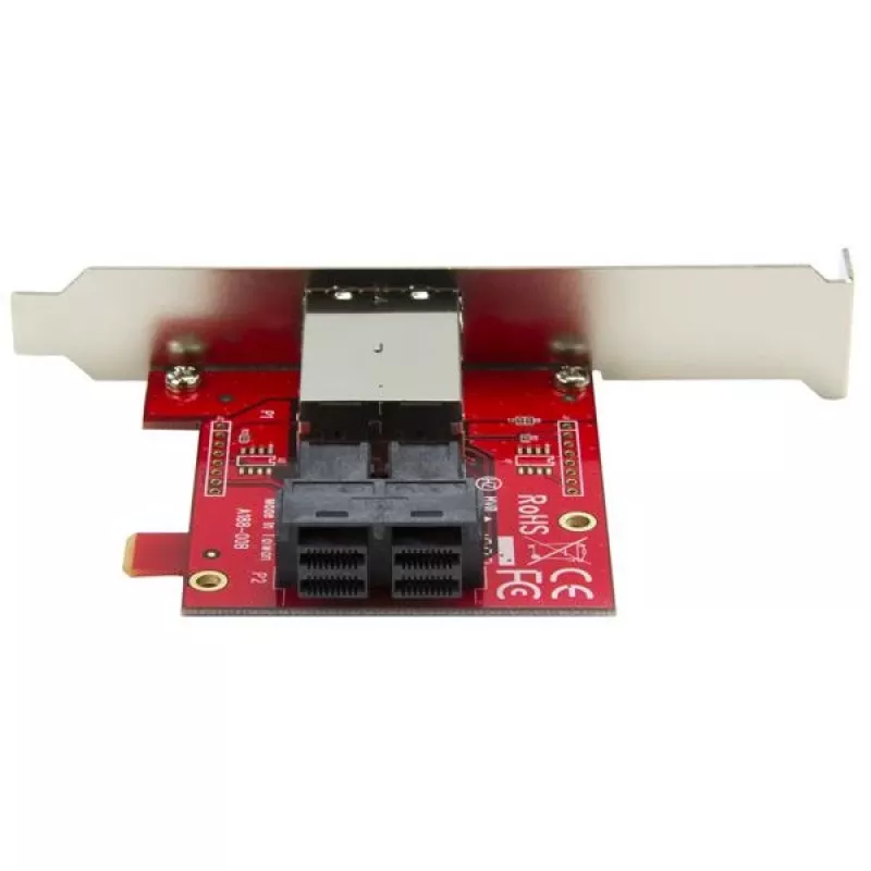 StarTech.com Adaptador Mini-SAS – Doble SFF-8643 a SFF-8644 – con soportes de perfil completo y bajo – 12 Gbit/s