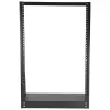 StarTech.com Rack de servidor de sobremesa de 2 postes y 16U de alto rendimiento, rack de ordenador abierto pequeño de 19 pulgadas, rack de red compacto para equipos de AV/estudio/datos/IT, conforme a TAA – rack de dos postes autónomo para casa/oficina