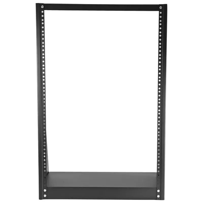 StarTech.com Rack de servidor de sobremesa de 2 postes y 16U de alto rendimiento, rack de ordenador abierto pequeño de 19 pulgadas, rack de red compacto para equipos de AV/estudio/datos/IT, conforme a TAA – rack de dos postes autónomo para casa/oficina