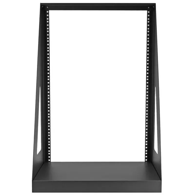 StarTech.com Rack de servidor de sobremesa de 2 postes y 16U de alto rendimiento, rack de ordenador abierto pequeño de 19 pulgadas, rack de red compacto para equipos de AV/estudio/datos/IT, conforme a TAA – rack de dos postes autónomo para casa/oficina