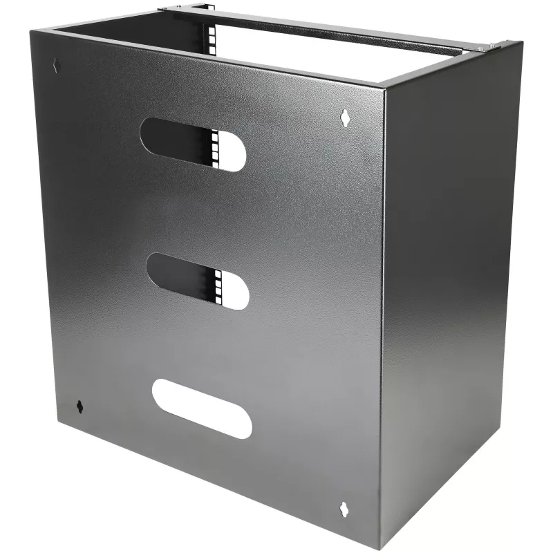 StarTech.com Rack de red de pared 12U – 14 pulgadas de profundidad (perfil plano) – Soporte para panel de parcheo de 19 pulgadas para servidores y equipos IT planos, switches de red – Capacidad de carga de 125 lbs/57 kg, negro