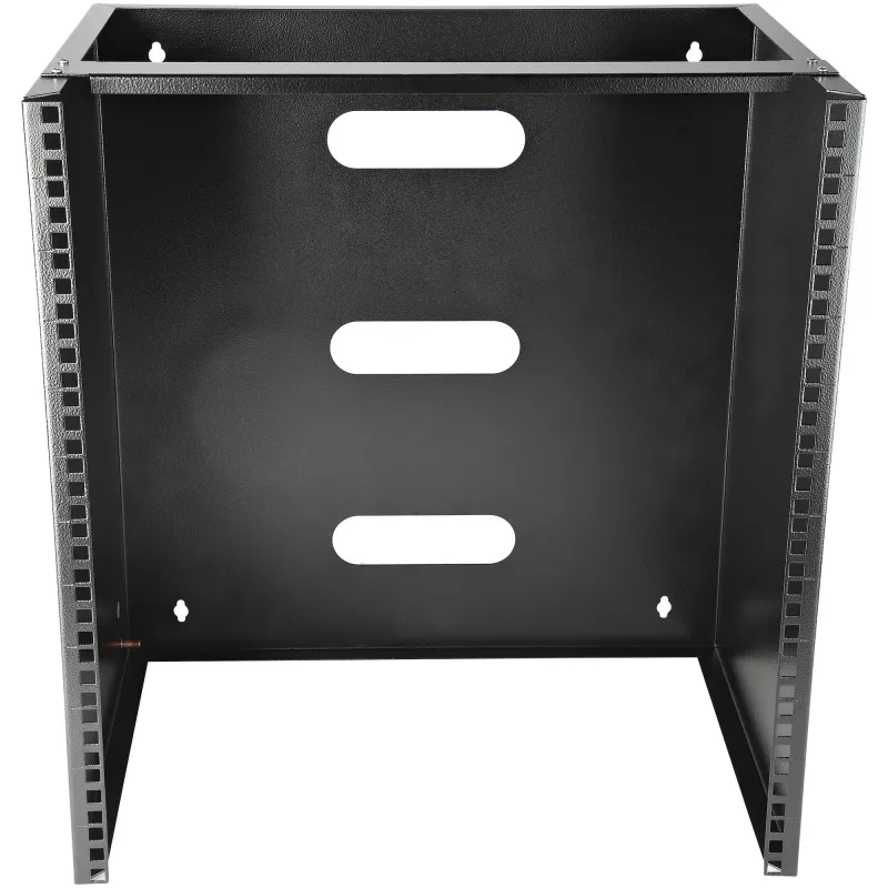 StarTech.com Rack de red de pared 12U – 14 pulgadas de profundidad (perfil plano) – Soporte para panel de parcheo de 19 pulgadas para servidores y equipos IT planos, switches de red – Capacidad de carga de 125 lbs/57 kg, negro